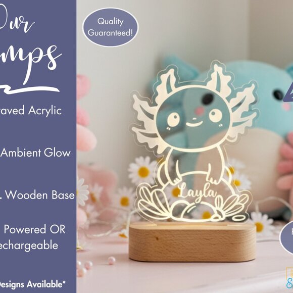 Personalized Axolotl Night Light – Custom LED Lamp for Kids - Picture 3 of 8